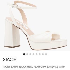 Nina White Platform Block Heel Ankle Strap